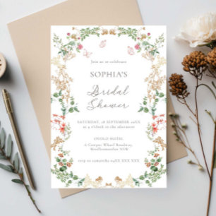 Invitation Jardin Élégant de Fleurs Sauvages Fête de Mariage 