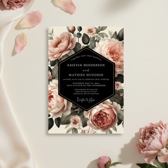 Invitation Jardin en Fleur Mariage Rose (Créateur téléchargé)