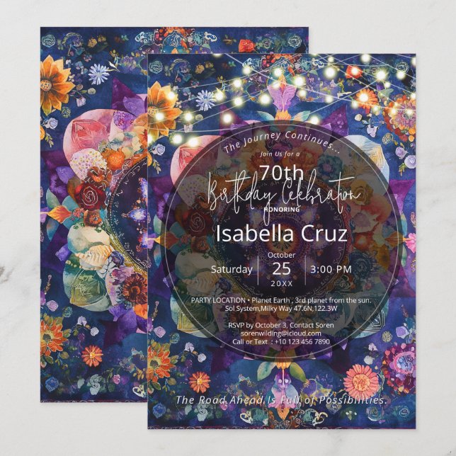 Invitation Jardin en mouvement | Conception de mandala floral (Devant / Derrière)
