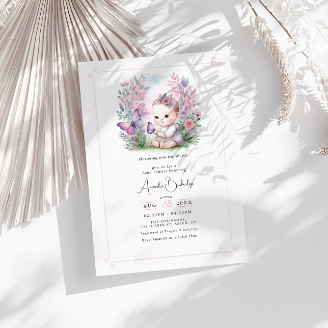 Invitation Jardin Enchanté Bébé Papillon Baby Shower (Enchanted Garden Flutter Love Baby Shower Invitation)