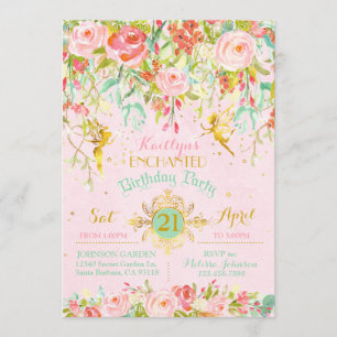 Invitation Jardin enchanté Fée Étincelle Anniversaire