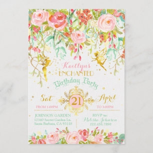 Invitation Jardin enchanté Fée Étincelle Anniversaire