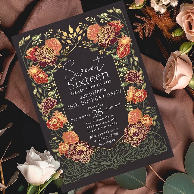 Invitation Jardin enchanté Floral Sweet 16 Anniversaire (Créateur téléchargé)