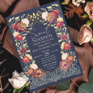 Invitation Jardin enchanté Floral Sweet 16 Anniversaire