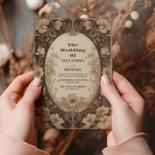 Invitation Jardin Enchanté Mariage Art Nouveau