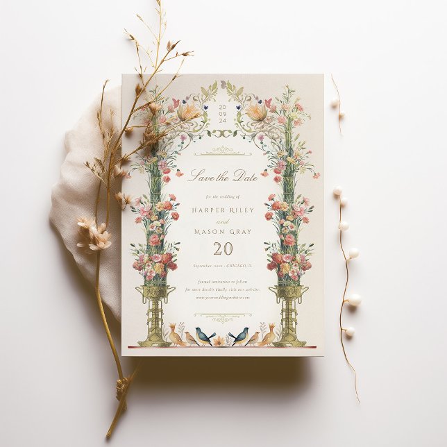 Invitation Jardin enchanté mariage floral Enregistrer la date (Créateur téléchargé)