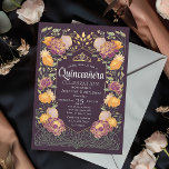 Invitation Jardin enchanté violet Quinceanera<br><div class="desc">Célébrez votre Quinceañera dans un jardin enchanté! Cette invitation présente un cadre luxuriant de fleurs orange et violettes aux accents dorés contre un arrière - plan violet, ajoutant une touche de magie à votre journée spéciale. Personnalisez-le pour répondre à vos besoins. REMARQUE : L'or présenté sur ce produit n'est PAS...</div>