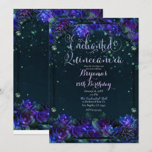 Invitation Jardin Enchanté Violet Vert Éclat 15 Quinceañera