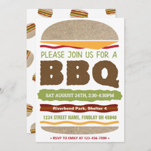 Invitation Jardin Été BBQ Hamburger design