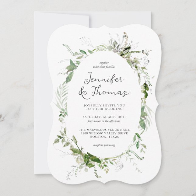 Invitation Jardin Ethereal Vert Mariage botanique (Devant)