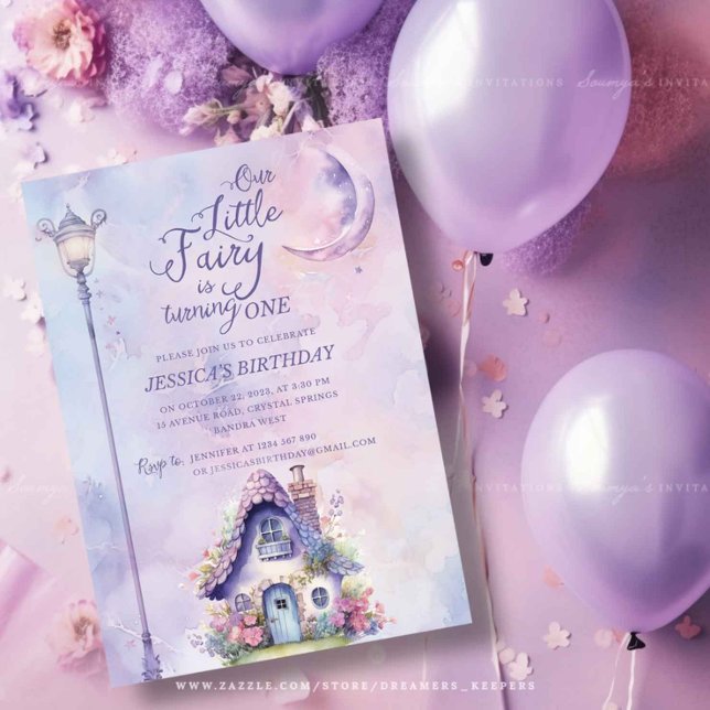 Invitation Jardin Fairy Enchanted Rose violet Anniversaire (Créateur téléchargé)