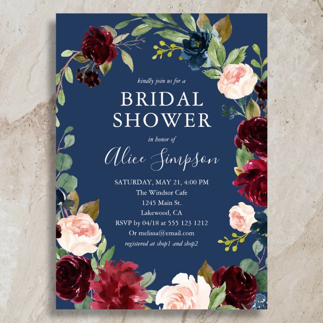 Invitation Jardin Fleur Bleu Automne Mariage (Créateur téléchargé)