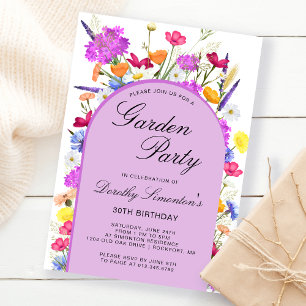 Invitation Jardin Fleur sauvage aquarelle 30e anniversaire