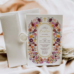 Invitation Jardin Fleur sauvage audacieux et brillant Baptême