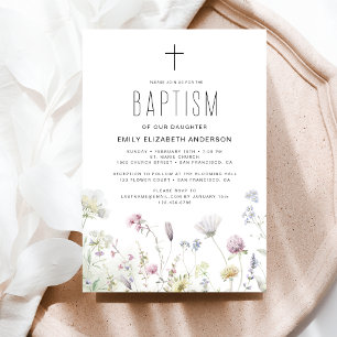 Invitation Jardin fleur sauvage Baptême En Bloom Boho