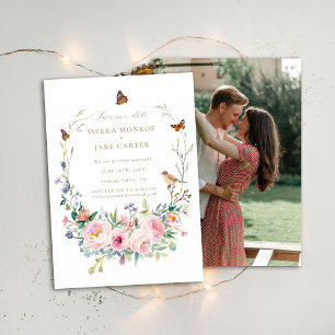 Invitation Jardin Fleur sauvage Chic Photo Mariage Enregistre