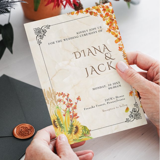 Invitation Jardin Fleur sauvage de tournesol rose jaune Maria (Créateur téléchargé)