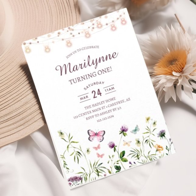 Invitation Jardin Fleur sauvage Fairy 1er Anniversaire (Créateur téléchargé)