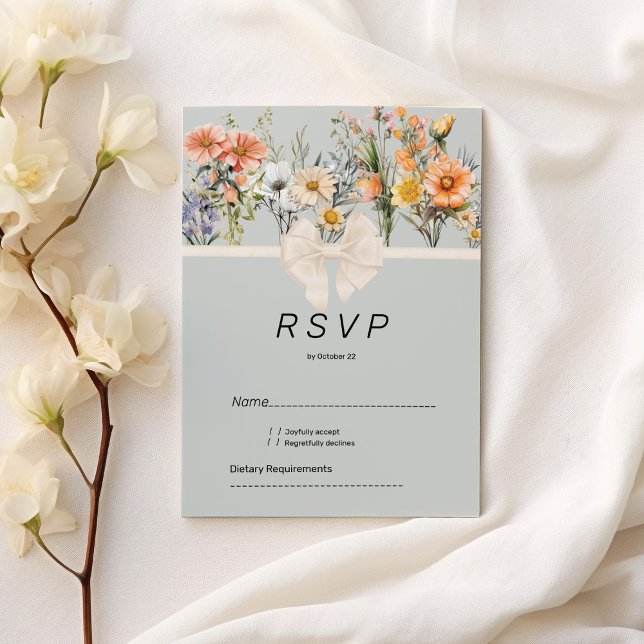 Invitation Jardin fleur sauvage fleuri botanique RSVP (Wildflowers garden botanical floral RSVP)
