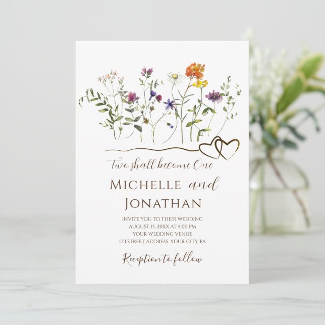 Invitation Jardin Fleur sauvage simple Mariage Floral Christi (Debout devant)
