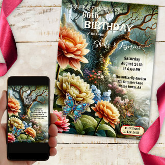Invitation Jardin fleuri bohème artistique Jardin jumeau Anni