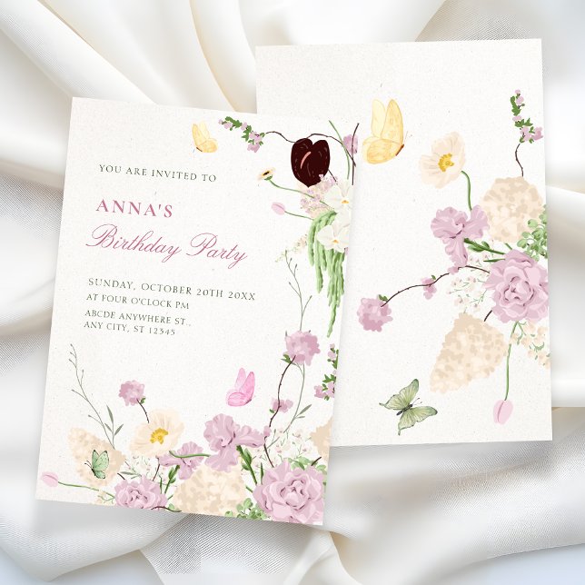 Invitation Jardin fleuri d'anniversaire (Créateur téléchargé)
