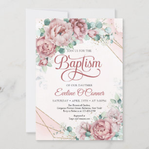 Invitation Jardin fleuri de printemps rose or rousse rose Bap