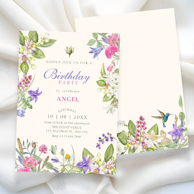 Invitation Jardin fleuri esthétique d'anniversaire (Créateur téléchargé)