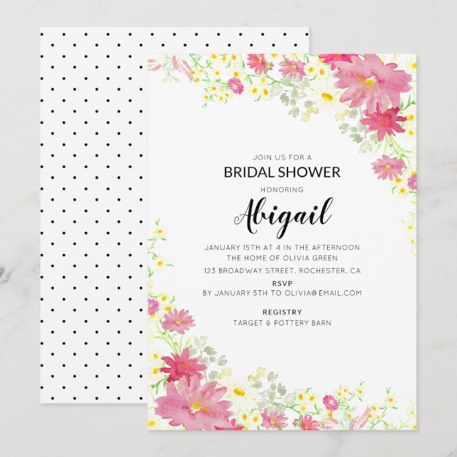 Invitation Jardin fleuri Fête des mariées florale (Devant / Derrière)