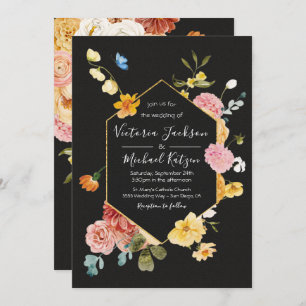 Invitation Jardin fleuri Foncé et Moody Mariage Invita