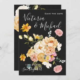 Invitation Jardin fleuri Foncé & Moody Enregistrer la date