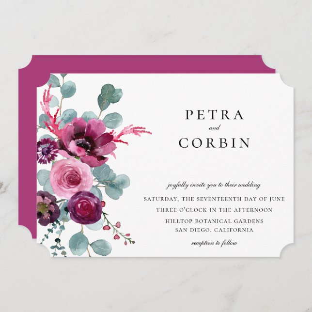Invitation Jardin fleuri Jardin de Joyau Mariage (Devant / Derrière)