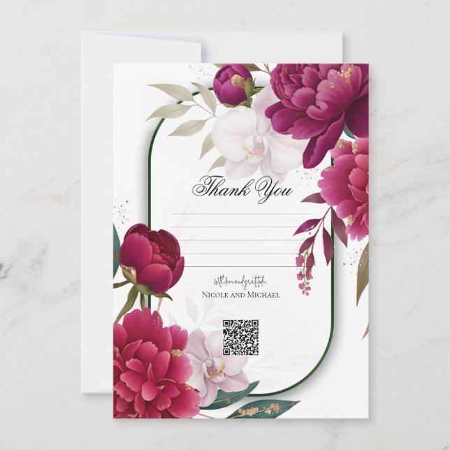 Invitation Jardin Fleurissant Berry Glam Floral Mariage  (Devant)