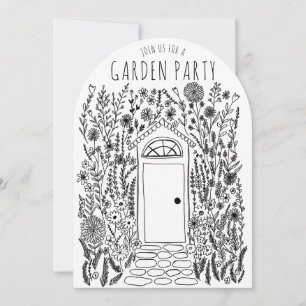 Invitation JARDIN Fleurs Porte Doodle à main