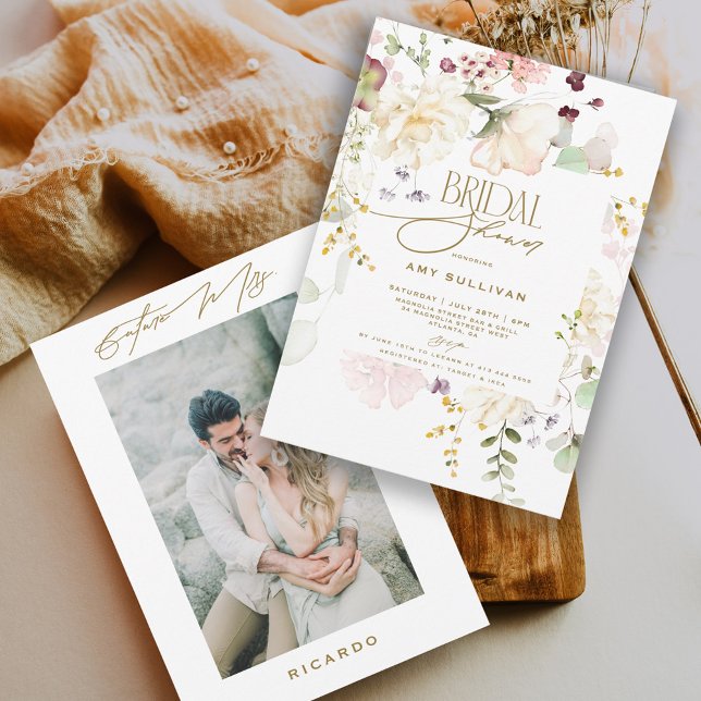 Invitation Jardin Fleurs verdure Boho Fête des mariées Floral (Créateur téléchargé)
