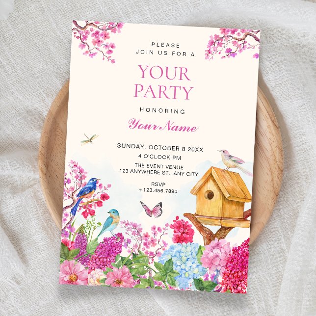 Invitation Jardin floral aquarelle (Créateur téléchargé)