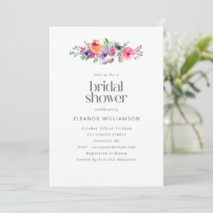 Invitation Jardin Floral Aquarelle Coloré pour une Baby Showe