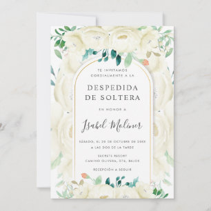 Invitation Jardin Floral Blanc Fête des mariées espagnole
