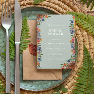 Invitation Jardin Floral Bleu Clair Bohème Chic Fête de Maria