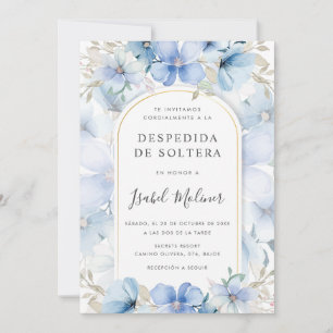 Invitation Jardin Floral Bleu Fête des mariées espagnole