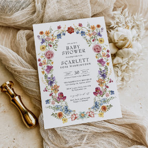 Invitation Jardin Floral Boho coloré Baby shower de couronne