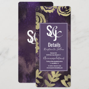 Invitation Jardin Floral Botanique Rose Or Mariage Violet
