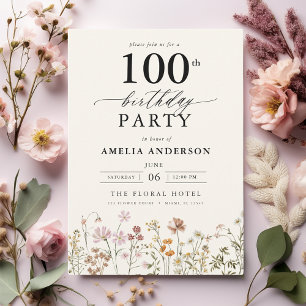 Invitation Jardin Floral Calligraphie 100e anniversaire