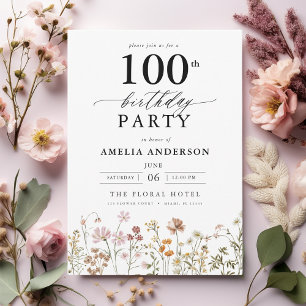 Invitation Jardin Floral Calligraphie 100e anniversaire