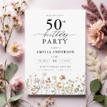 Invitation Jardin Floral Calligraphie 50e anniversaire<br><div class="desc">Célébrez dans le style avec une calligraphie fleurie de jardin 50e anniversaire invitation, parfait pour un évènement marquant. Avec ses motifs floraux vibrants et son élégante calligraphie, cette invitation donne un ton fantaisiste mais sophistiqué à votre célébration. Le thème du jardin luxuriant mêle beauté naturelle et typographie gracieuse, créant un...</div>