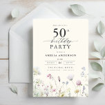 Invitation Jardin Floral Calligraphie 50e anniversaire<br><div class="desc">Célébrez dans le style avec une calligraphie fleurie de jardin 50e anniversaire invitation, parfait pour un évènement marquant. Avec ses motifs floraux vibrants et son élégante calligraphie, cette invitation donne un ton fantaisiste mais sophistiqué à votre célébration. Le thème du jardin luxuriant mêle beauté naturelle et typographie gracieuse, créant un...</div>