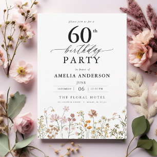 Invitation Jardin Floral Calligraphie 60e anniversaire