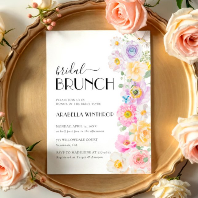 Invitation Jardin floral coloré clair Brunch nuptial (Créateur téléchargé)