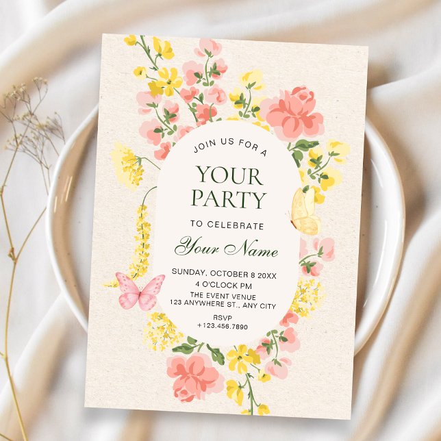 Invitation jardin floral cottagecore  (Créateur téléchargé)