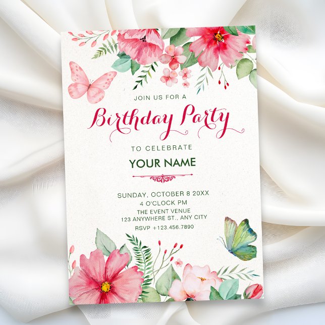 Invitation Jardin floral d'anniversaire (Créateur téléchargé)